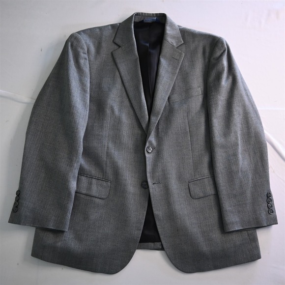 Stafford 42S Gray Herringbone Wool Mens Blazer Jacket Sport Coat‎